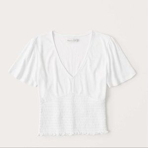 Abercrombie Smocked Shirt (White)